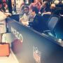 Entertaining all the boyz in yarrrd at the #NFL @mizco booth ~ except @BarrySanders! #CES #ces2013
