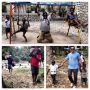 Hard at work and having fun with the kids 