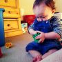 Daily Woolet - 10 months old today  (and his overalls are too long!)