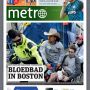 Man met afgereten been op voorpagina krant Metro
