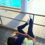 this one is waking up at the pool quite literally