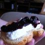 Omg. Amazing. Crostini with @pureluckdairy fresh chèvre and blueberry sage jam from @dairymaids. #heaven