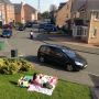 Picnic tea in the front of the house. 