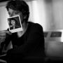 me holding work at Free Press Day - Polaroid: Birgitta Jónsdóttir 
