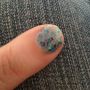 In preparation for the wedding do, I have painted my nails sparkly blue.